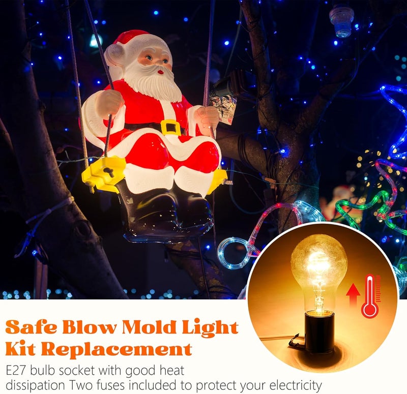 Meonum Blow Mold Light Kit Replacement, E27 E26 Single Light Cord Kit with Switch Fuse Plug, for Indoor Outdoor Halloween Christmas Village House Craft Decorations and Salt Lamp(10 Set) - Image 5